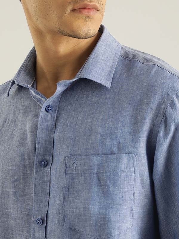 Indian Terrain Men Self Design Blue Shirt